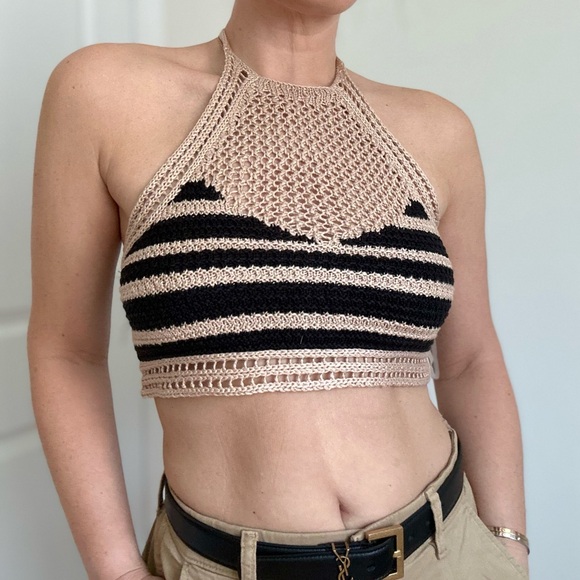 Crop Halter Crochet Knit Top - Picture 6 of 6